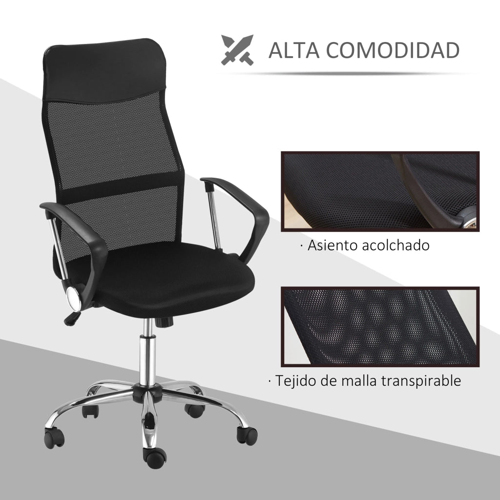 Sedia da ufficio con schienale curvo e ruote ¨C zephmum ¨C nero 63x65x109-119 cm