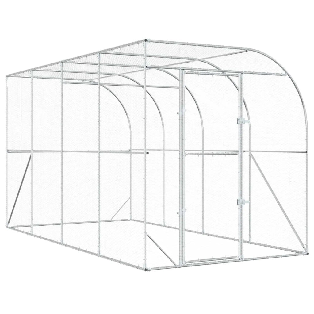 Gabbia per Polli Contro il Muro Argento 600 x 150 x 215 cm 3434731