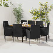 Set da Pranzo per Esterni 9 pz in Polyrattan Nero cod mxl 34859