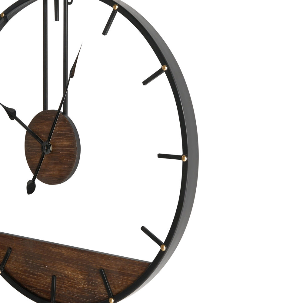 Orologio da parete moderno in stile industriale scandinavo con cornice in metallo nero
