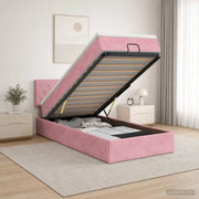 Letto ottomano con materasso Rosa 80 x 200 cm Velluto 3456452