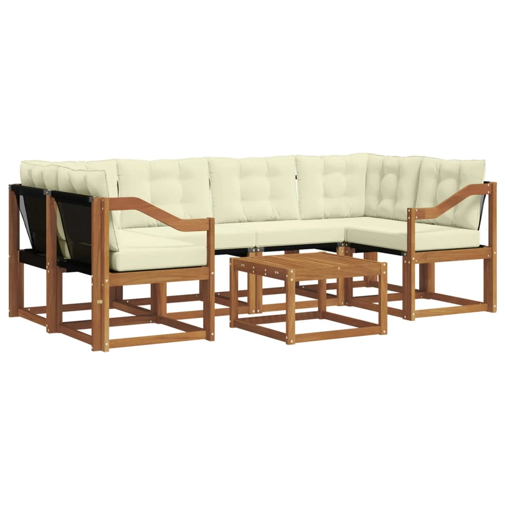 Set di divani da esterno con cuscino 7 pcs Naturale e Crema