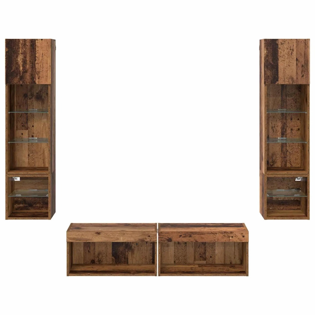 Unità TV da Parete 6 pcs Legno vecchio Legno multistrato 3402932