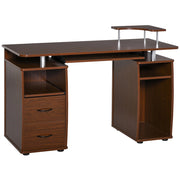 Scrivania per Computer con Libreria e Cassetti ¨C zephmum ¨C Legno, Marrone, 120x55x85cm