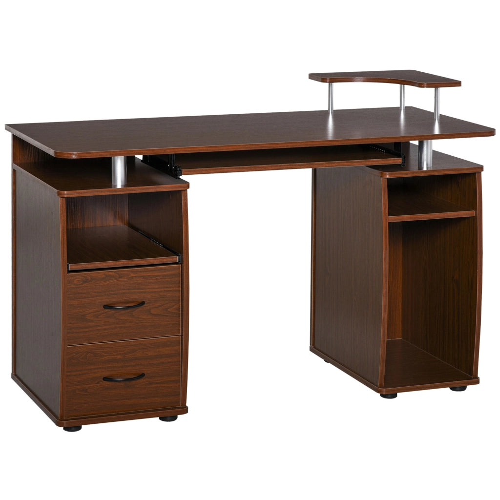 Scrivania per Computer con Libreria e Cassetti ¨C zephmum ¨C Legno, Marrone, 120x55x85cm