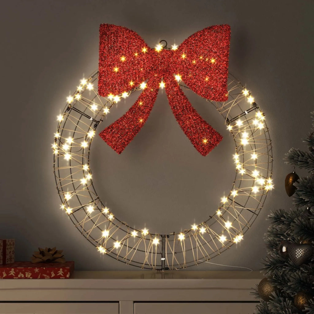 Ghirlanda con 60 LED Bianco caldo 75 x 75 x 8 cm Rattan