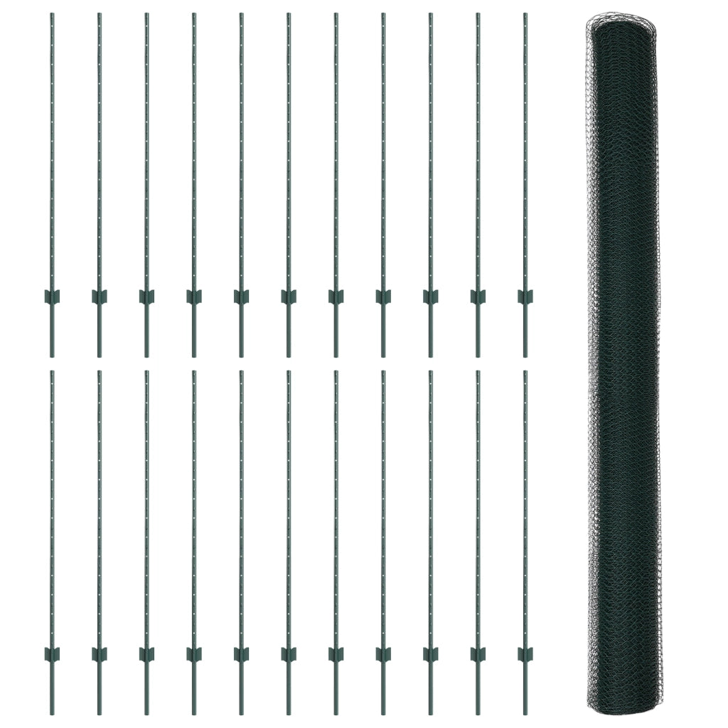 Post di Recinzione  11 pz U-Channel Verde 140 cm Acciaio