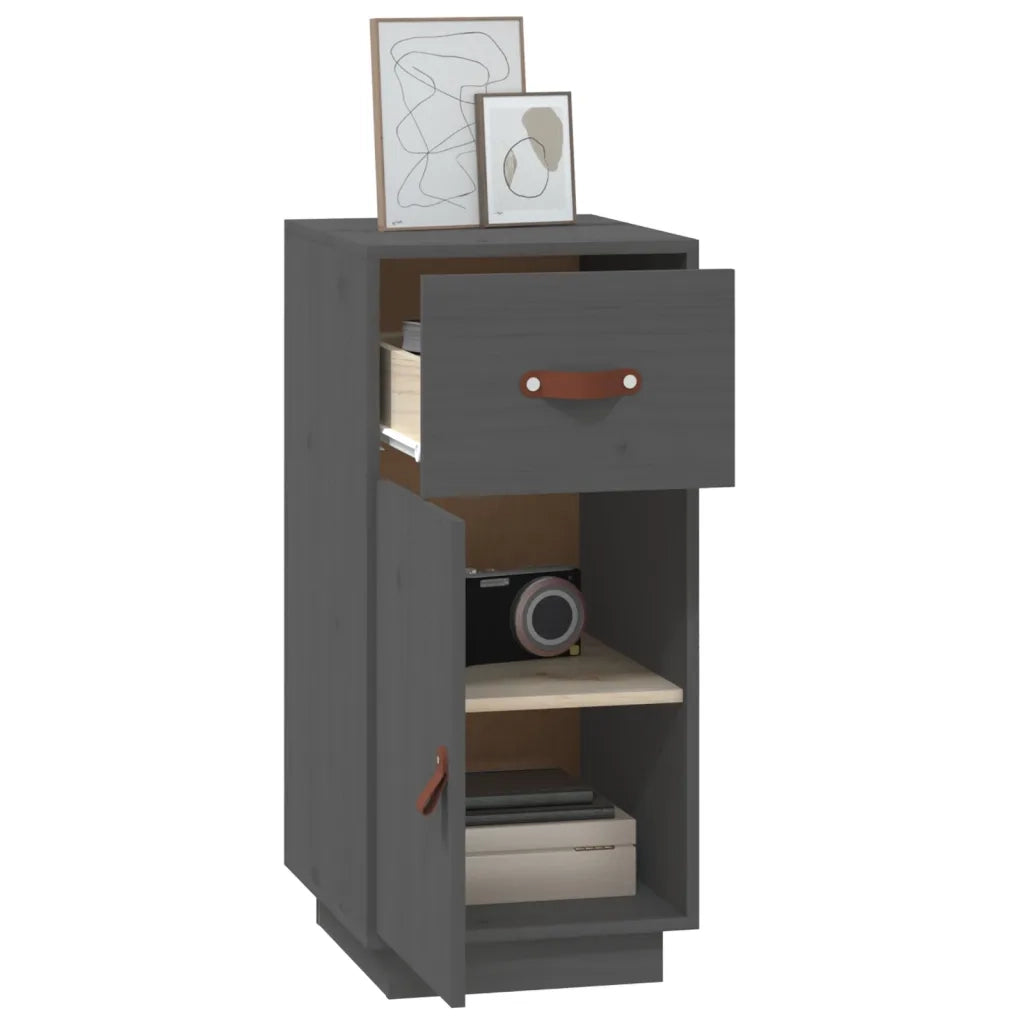 Credenza | Madia | Buffet da pranzo | Armadio da pranzo Grigia 34x40x75 cm in Legno Massello di Pino