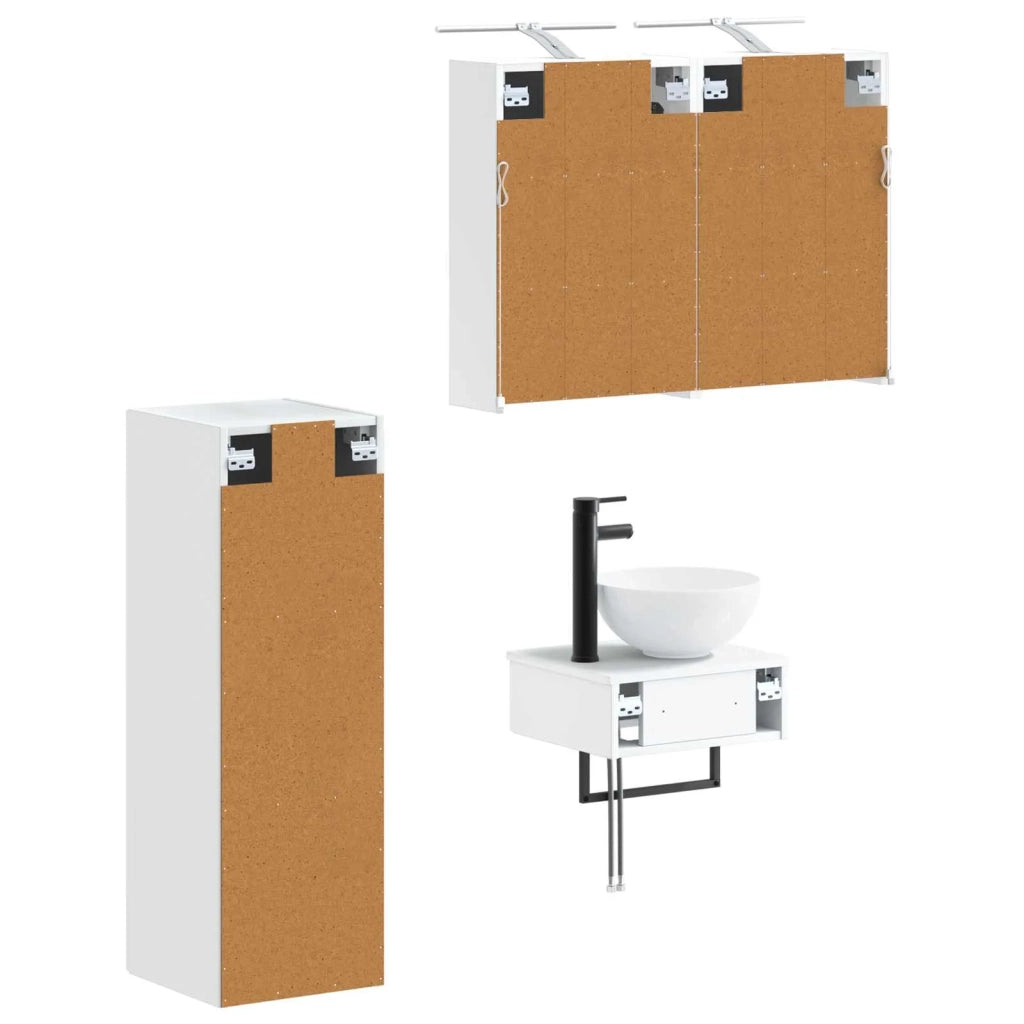 Set di Armadi da Bagno 4 pz Bianco Legno ingegnerizzato 3407367