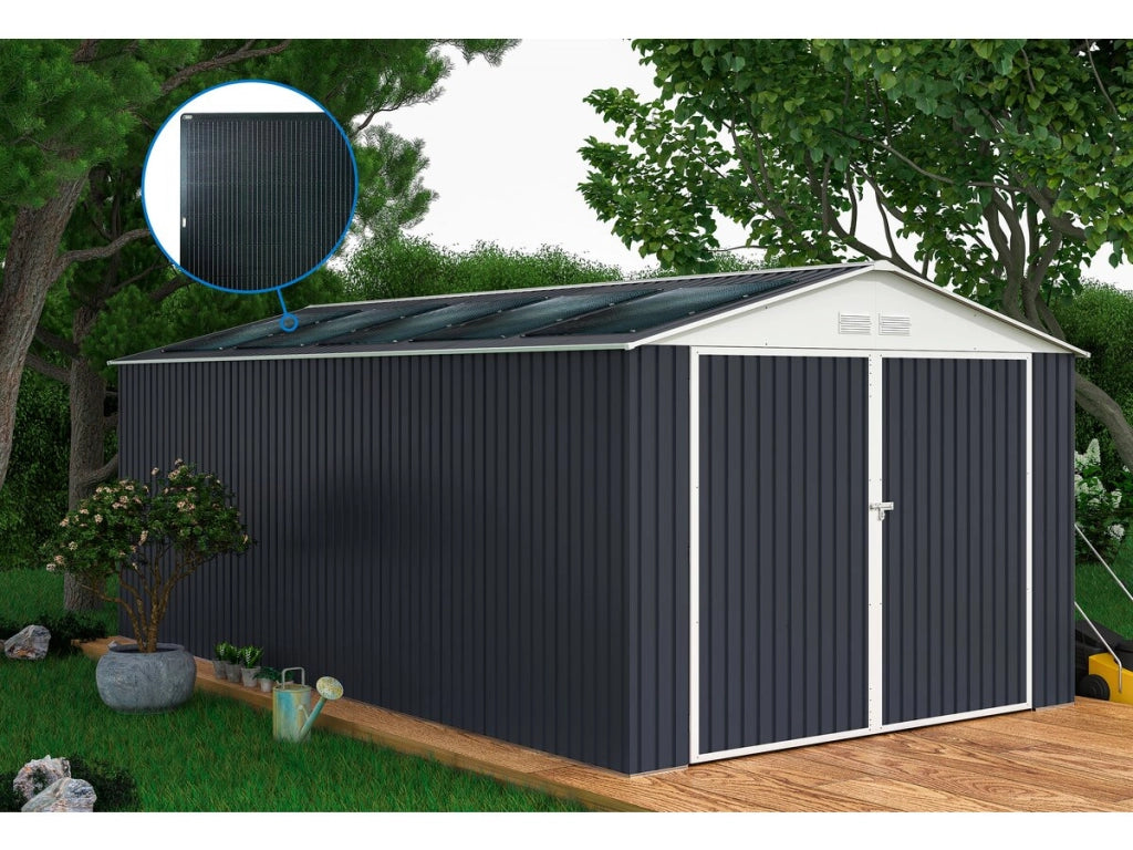 Garage in metallo "Houston" - 18,56 m² con pannello solare - Antracite