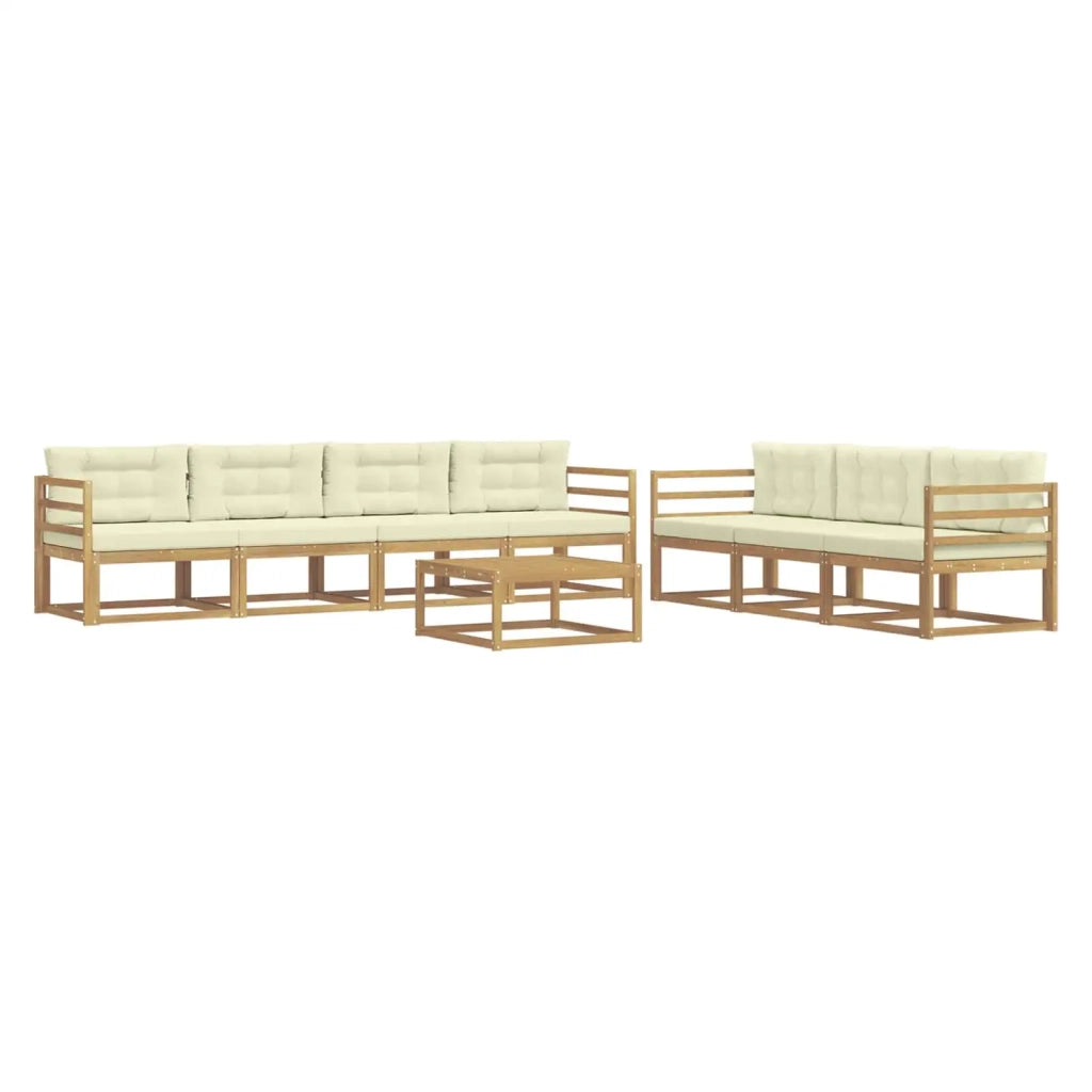 Set di divani da esterno con cuscino 7 pcs Bianco e Crema