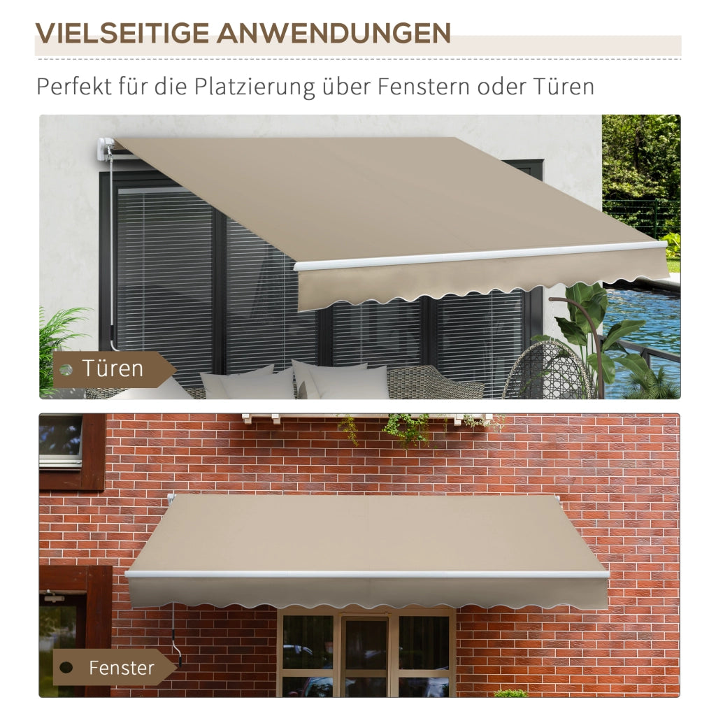 Tenda a braccio articolato in alluminio lunghezza 3.95 m colore beige ottima protezione solare per balcone e terrazza