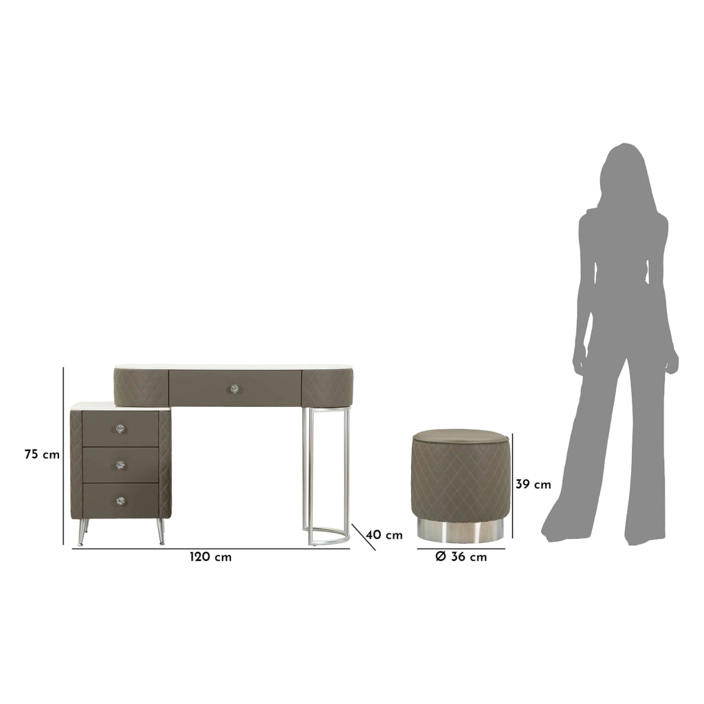 Mobile da Trucco Tafrao, Toeletta 4 Cassetti, 120x40x75h cm Bianco Marmo