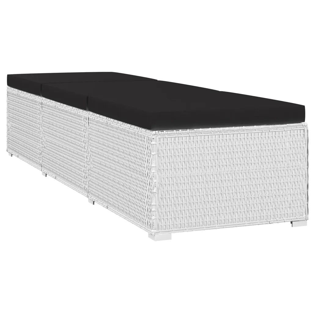 Lettino Prendisole Cuscino e Tavolino da TÃ¨ Polyrattan Bianco  cod mxl 20104