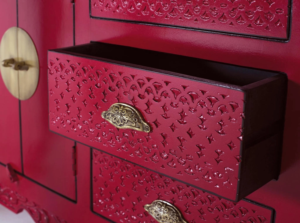 Credenza con 2 ante e 3 cassetti in legno di mango