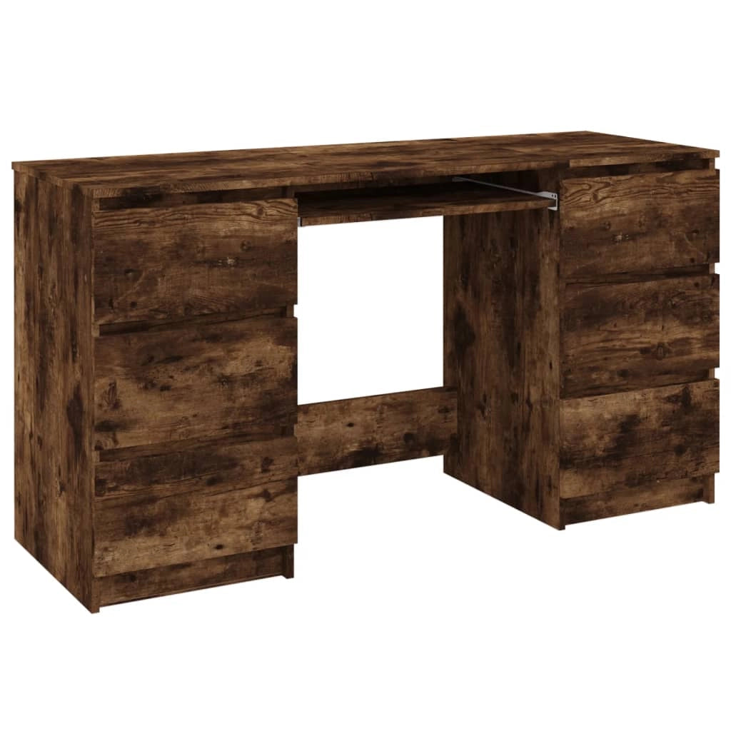 Scrivania da ufficio postazione di lavoro mobile per computer studio rovere affumicato 140 x 50 x 77 cm legno ingegnerizzato marrone 02_0023586