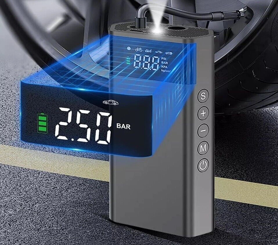 Compressore ad Aria Portatile a Batterie Gonfiatore Pompa Per Auto Moto Bici