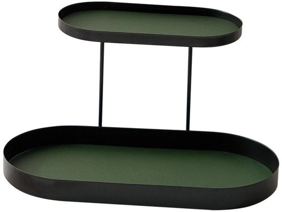 Organizzatore di accessori con 2 strati, modello da tavolo per organizzare gioielli con contenitore rotondo per bracciali, collane, orecchini e trucco - verde