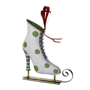 Pattini metallo verde e bianco cm 30x11,5xh38,1