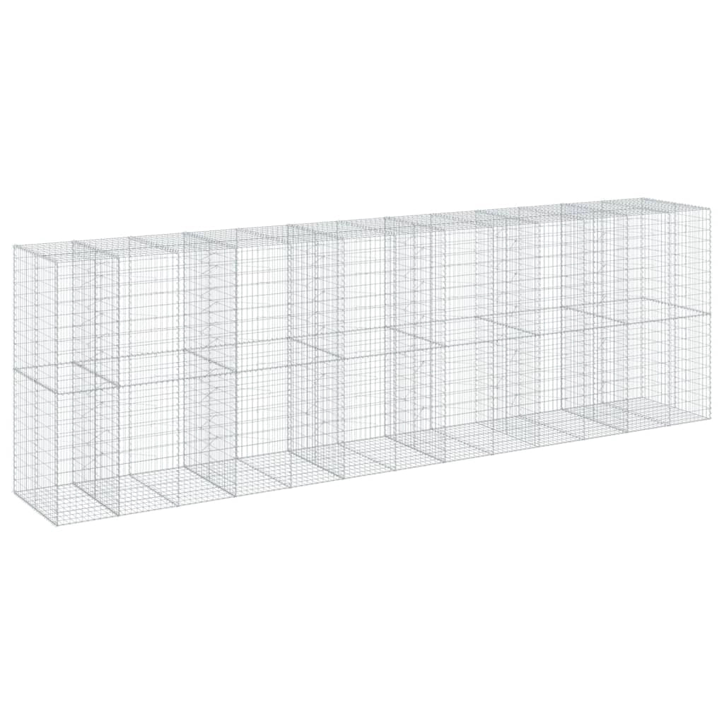 Gabbione recinto a gabbia muro di contenimento con coperchio 650 x 100 x 200 cm ferro zincato argento 02_0040188