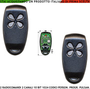 Radiocomando 2 Canali 2 Pezzi Codice di Sicurezza 10 Bit Freq. 433,92 MHz Potenza 5 mW Portata Aria Libera 60/100 MT Selezione da 2 Pulsanti Duplica i Telecomandi UM86409 o Emulatori Batteria CR2032