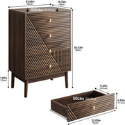 Comodino in legno di noce - 4 cassetti - porte scorrevoli