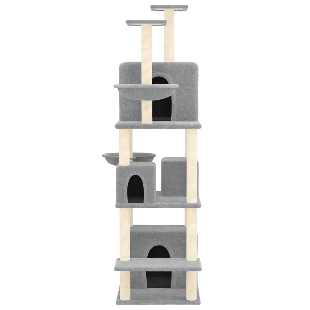 Tiragraffi per gatti torre per arrampicata giocattolo piattaforma per arrampicata con tiragraffi in sisal leggero 180 cm grigio 02_0022595