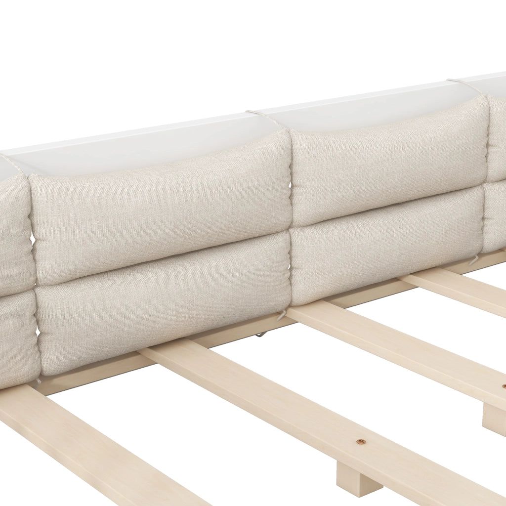 Letto a piattaforma 90x200, letto singolo bianco con cuscini e sponde