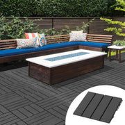 Set 9 piastrelle ad incastro per terrazza e balcone in plastica nera 30x30 cm