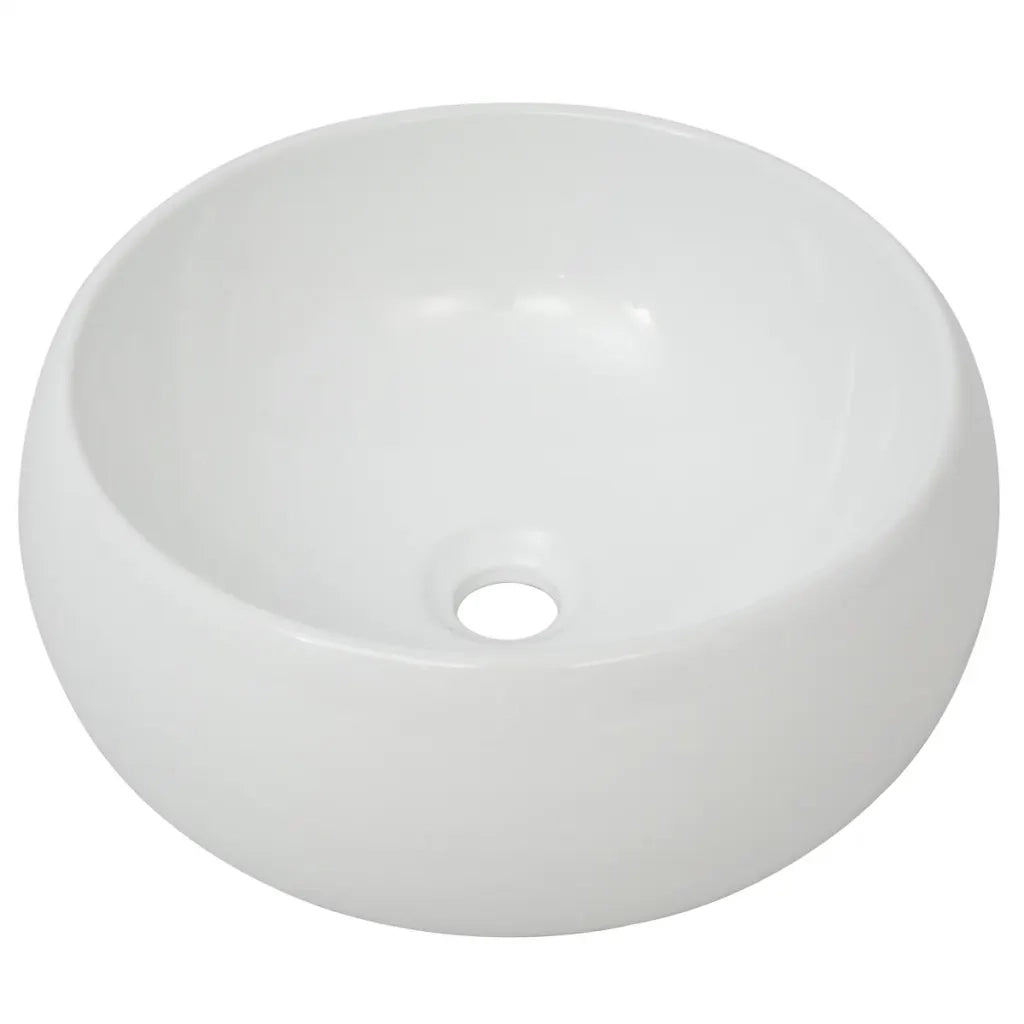 Lavello Bagno con Miscelatore in Ceramica Rotondo Bianco cod mxl 54039