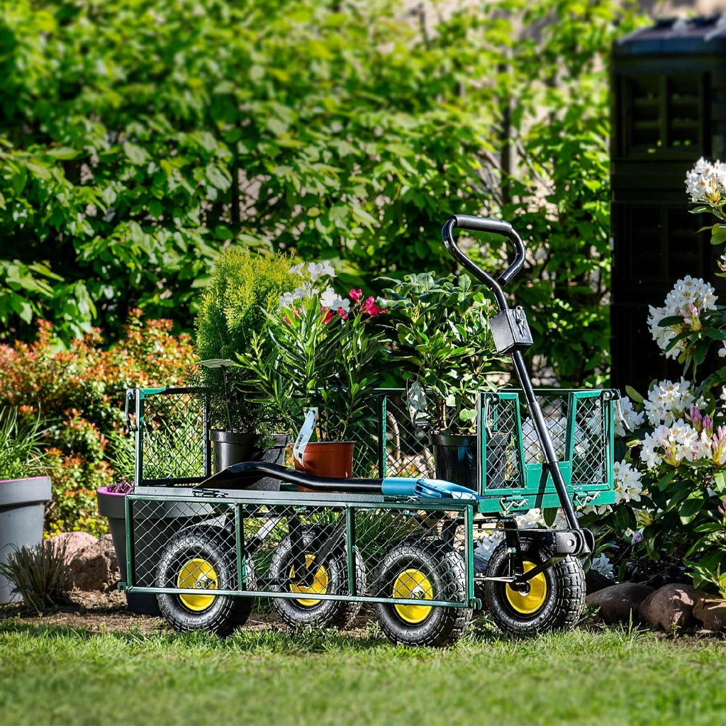 Carrello da giardino KADAX, carriola, trasporto da spiaggia, rimorchio, 300 kg, con telone, grande