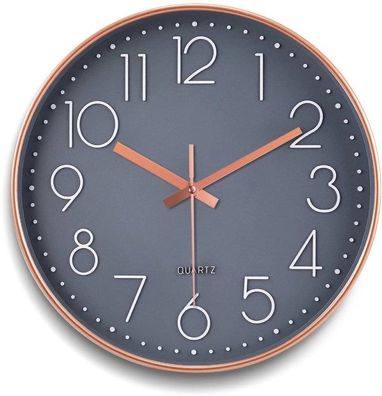 Orologio da Parete 12 Pollici (30 cm), Silenzioso, Quarzo, Grande, Rond, Moderno Minimalista per la Sala da Pranzo - Blu Scuro