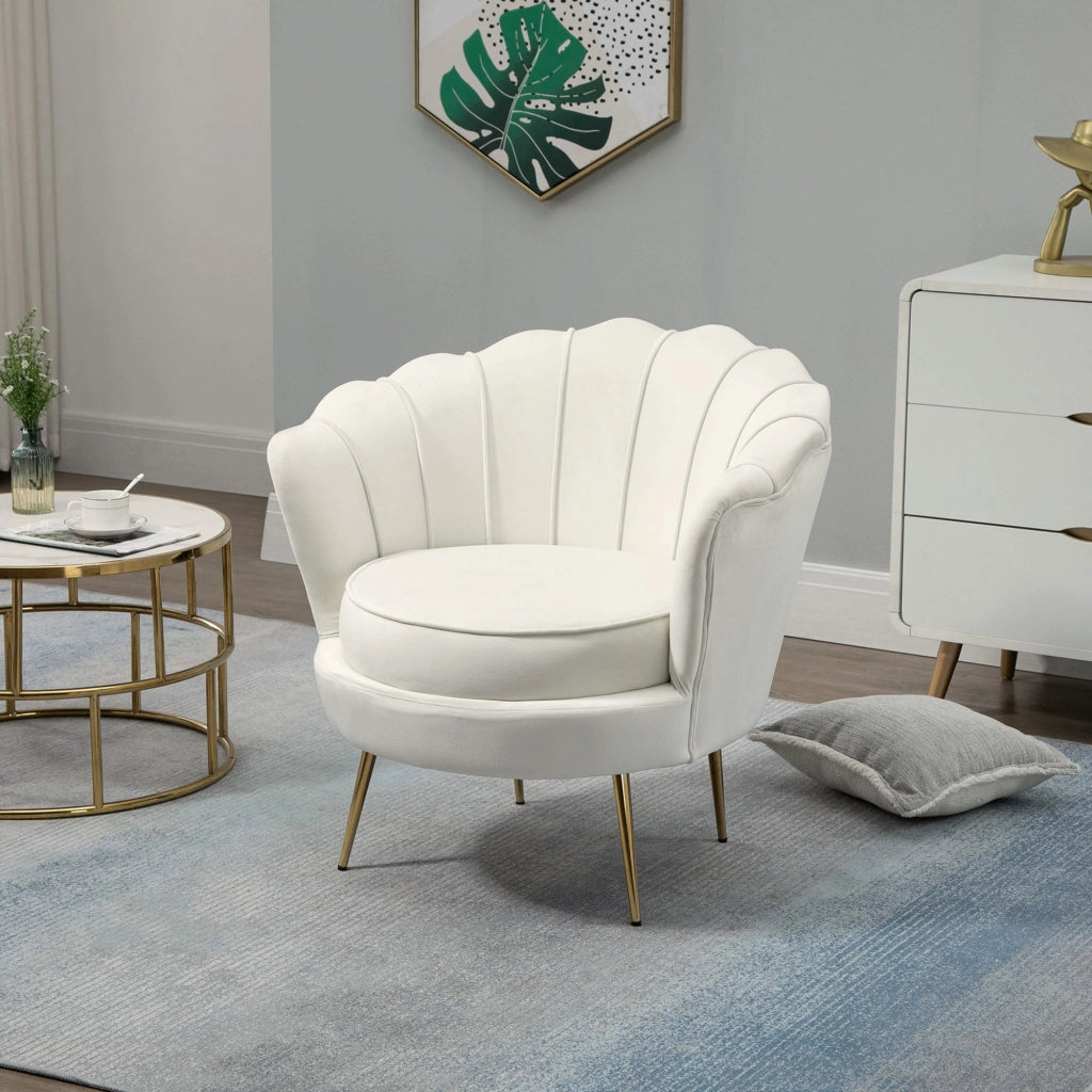 Poltrona Imbottita 179x77x77 cm in Velluto Crema