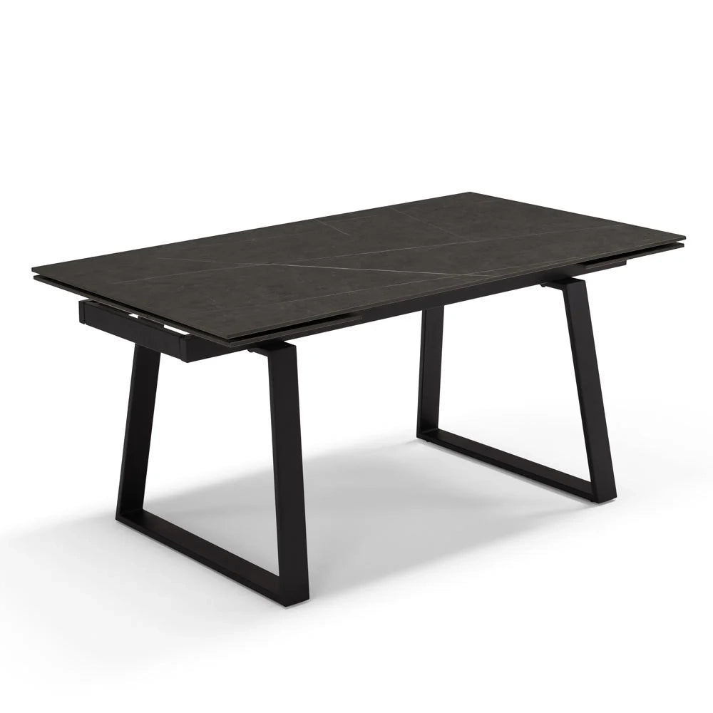 Tavolo allungabile da pranzo Pietra Nera 160x90 modello ATLAS fino a 240 CM per sala da pranzo, cucina e soggiorno, design moderno con top in grès ceramico
