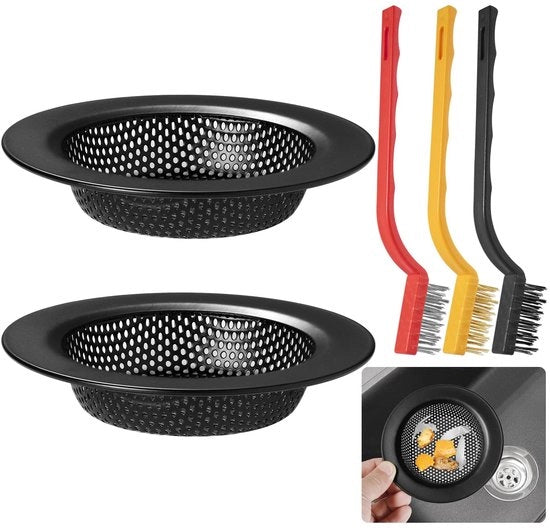 Zieef per drenaggio 2 pezzi - Zieef per doccia - Zieef per pulizia - Acciaio inossidabile - Set di spazzole per pulizia - Cattura capelli e residui - Zieef per scarico