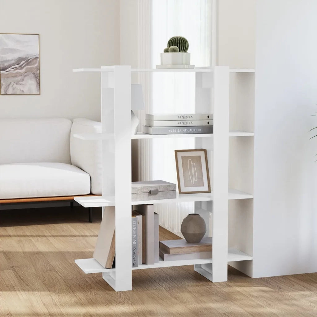 Libreria/Divisorio Bianco Lucido 100x30x123,5 cm 811544