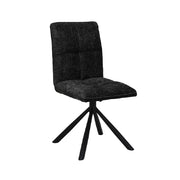 Sedia da pranzo girevole DANIEL - Tessuto grigio scuro - Gambe in metallo nero - Altezza 96,5 cm - Stile design/industriale
