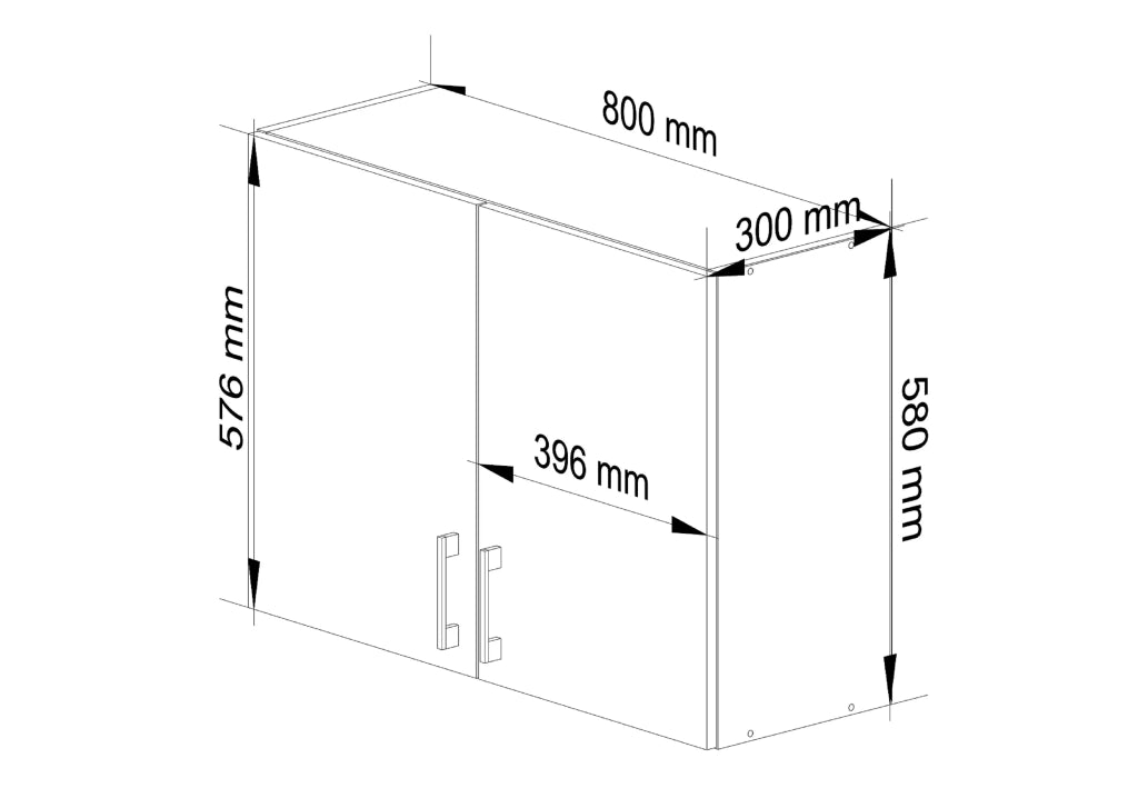 Mobile da cucina pensile sistema AKORD LIMA Bianco 80 cm 2 ante inserto frontale Sonoma Quercia 80x30,5x58 cm
