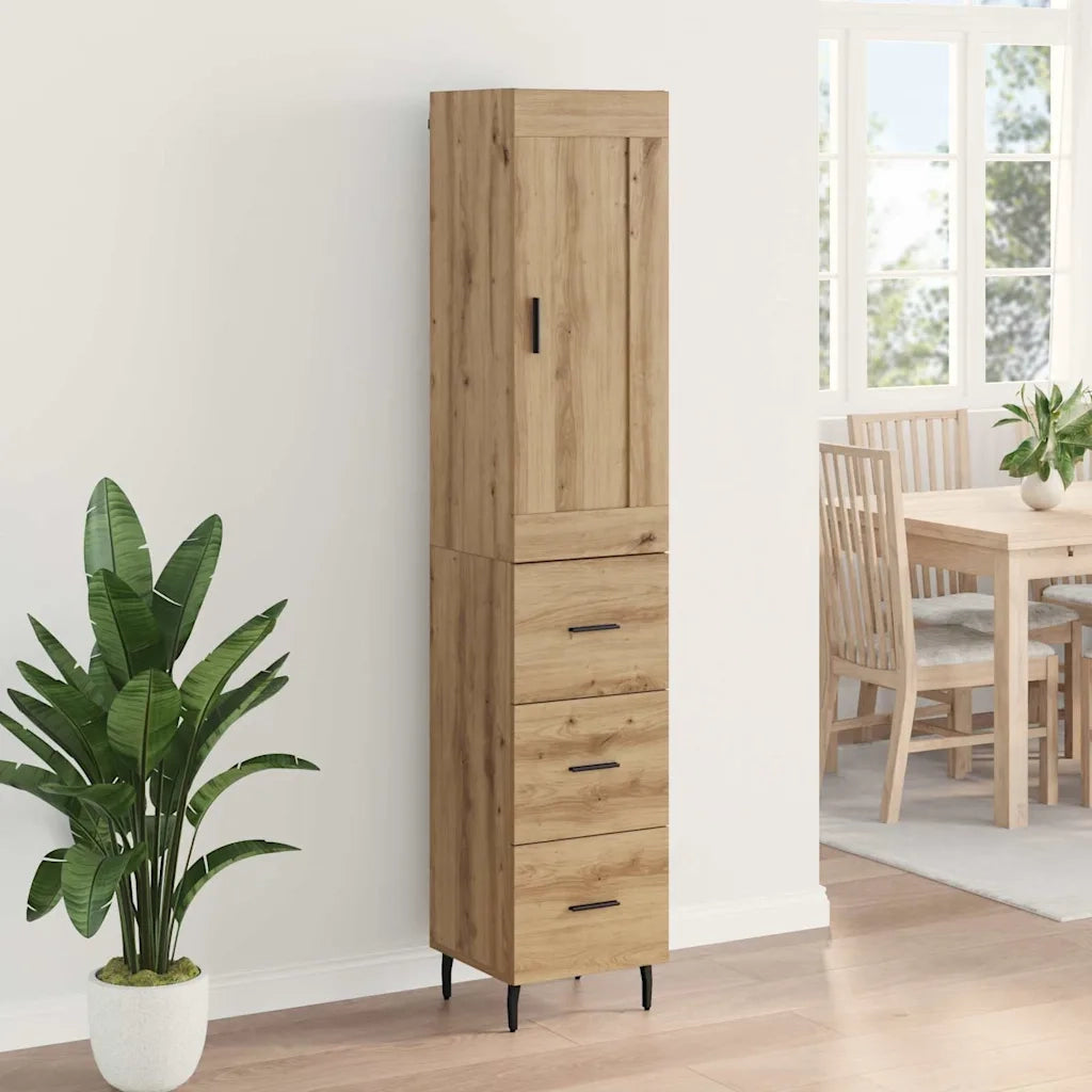 Credenza | Madia | Buffet da pranzo | Armadio da pranzo con cassetto Rovere artigianale 34,5 x 34 x 180 cm
