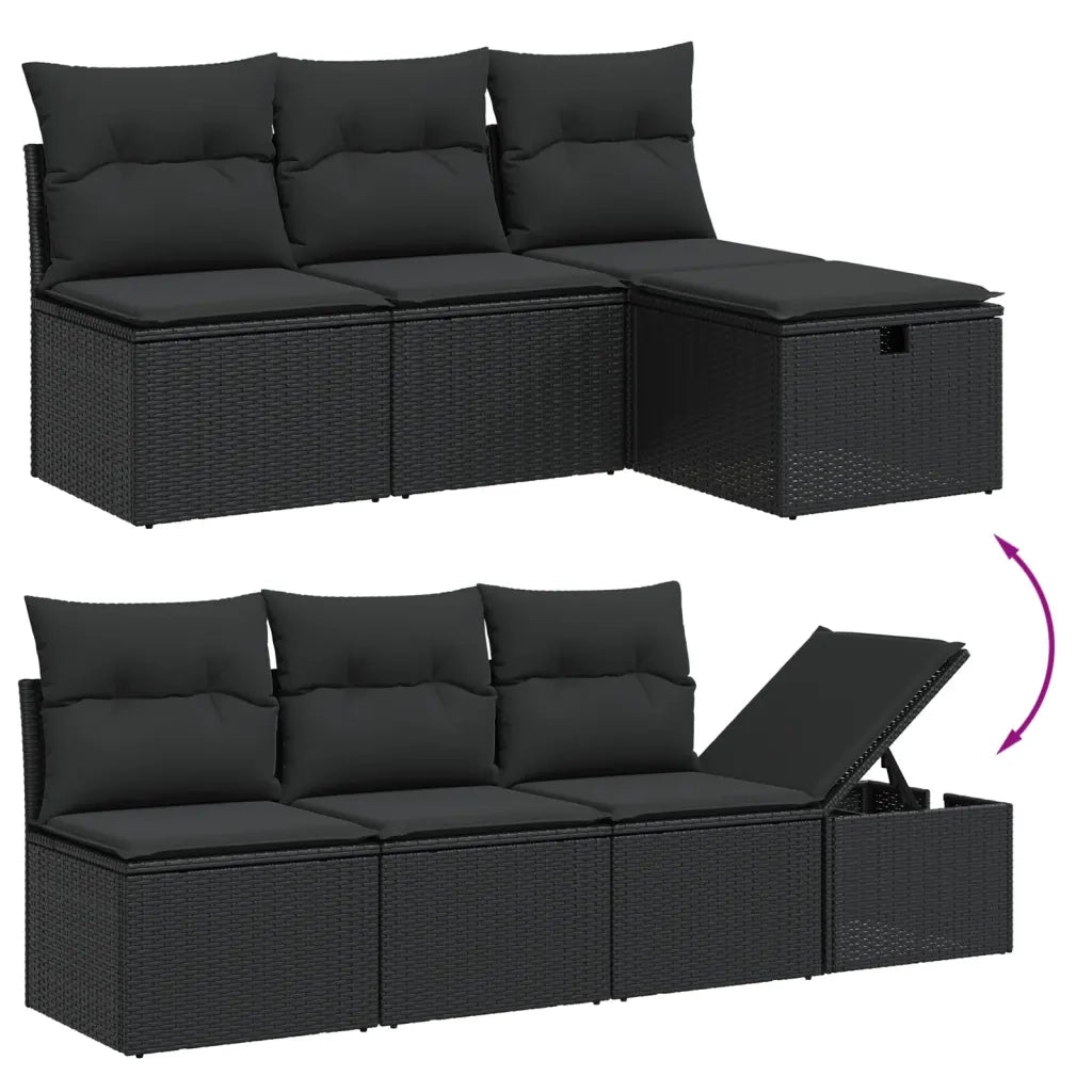 Set Divani da Giardino con Cuscini 7pz Nero Polyrattan 3263501