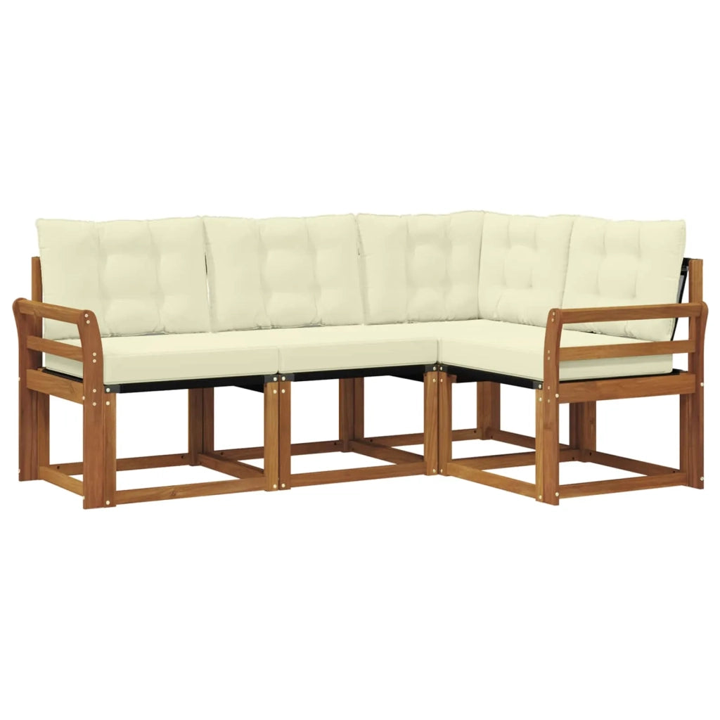 Set di divani da esterno con cuscino 4 pcs Naturale e Crema 3368617