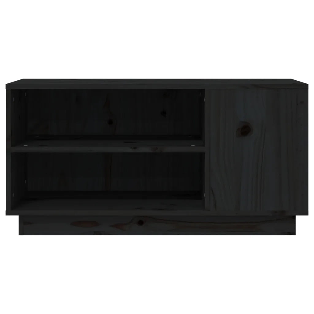 Mobile Porta TV Nera 80x35x40,5 cm in Legno Massello di Pino cod mxl 27680