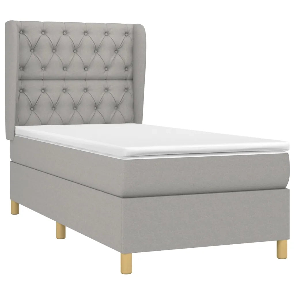 Letto singolo | Letto per adulti | Giroletto a Molle con Materasso Grigio Chiaro 80x200 cm Tessuto