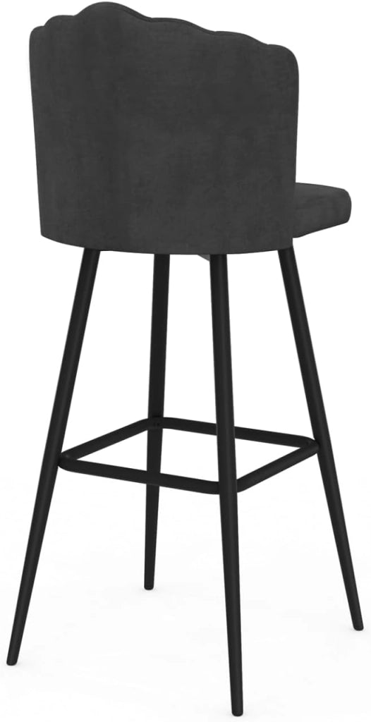 Set di 2 sgabelli a conchiglia ADELLA in velluto grigio antracite con gambe nere