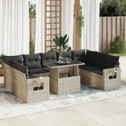 Set Divano Giardino 10 pz con Cuscini Grigio Chiaro Polyrattan 3326543