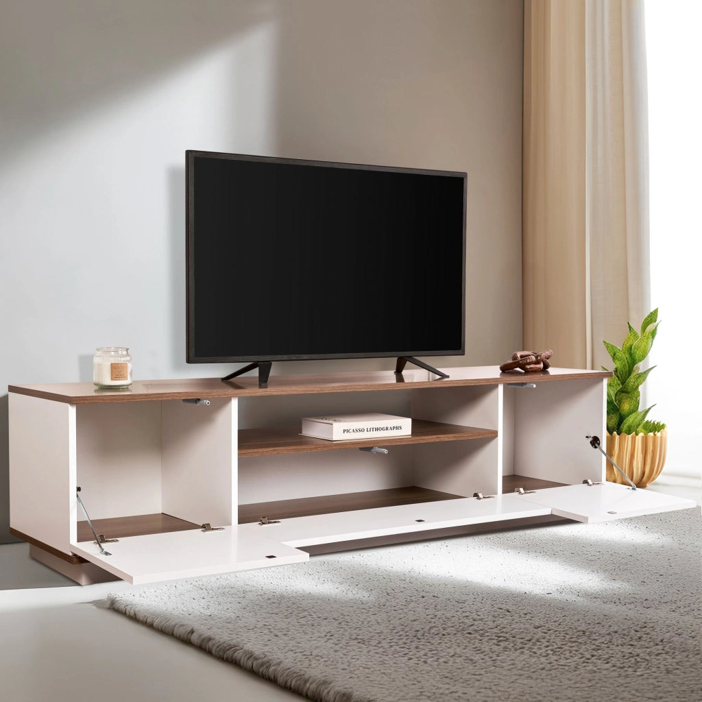 Porta TV in legno "Veramont" - 180 x 44 x 44 cm - Marrone scuro