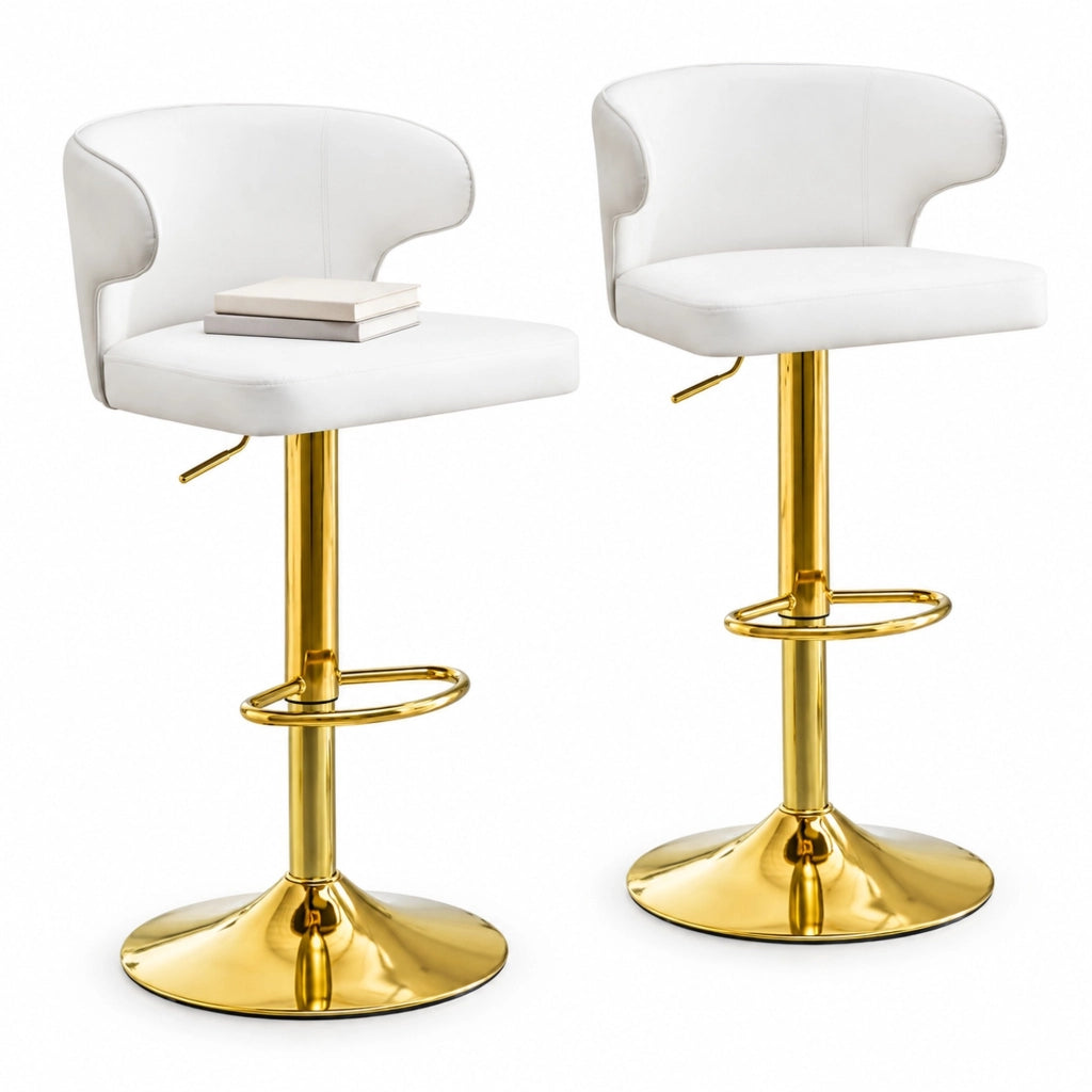 Sgabello da bar 85-110 cm bianco in PU, altezza regolabile e girevole