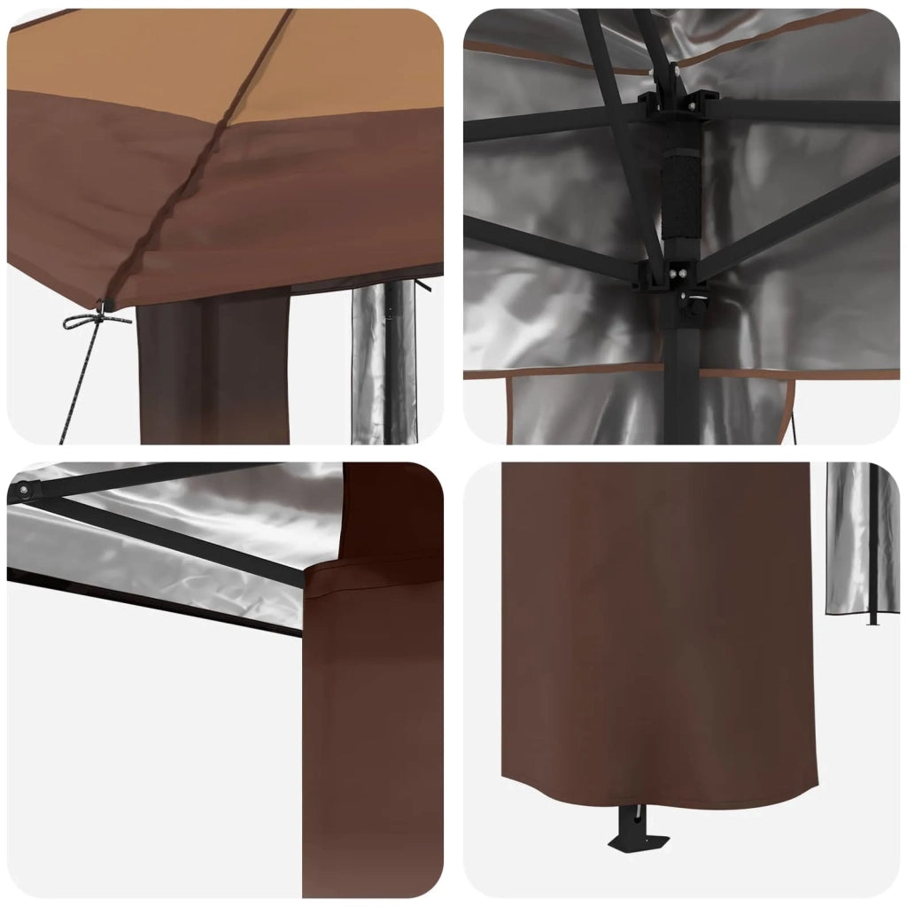 Gazebo senza Parete Laterale 4 x 4 m Beige e Marrone 42036817