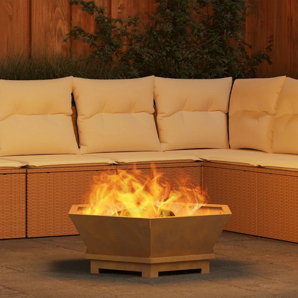 Focolare-Stufa-Camino Marrone 75 x 75 x 28 cm acciaio corten