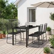 Set da Giardino 5 pz Nero Metallo e Rattan 3422844